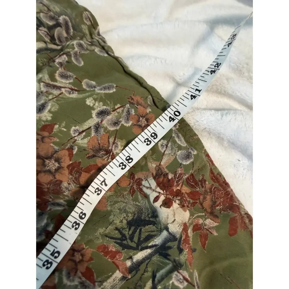 Nursing Maternity Modest Olive Green Floral Midi Dress